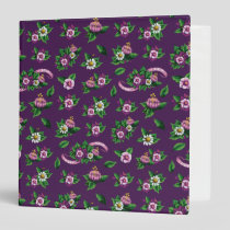 Purple Floral Bouquet Pattern 3 Ring Binder
