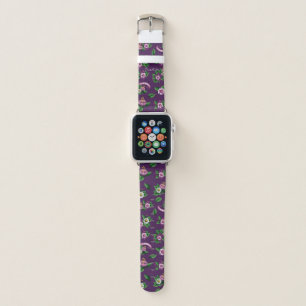 Purple Floral Bouquet Pattern Apple Watch Band