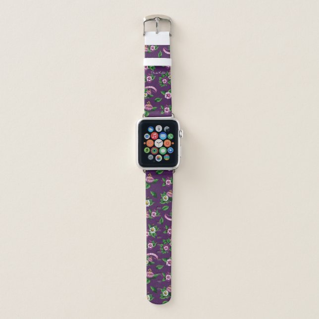 Purple Floral Bouquet Pattern Apple Watch Band (Front)