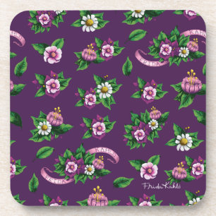 Purple Floral Bouquet Pattern Beverage Coaster