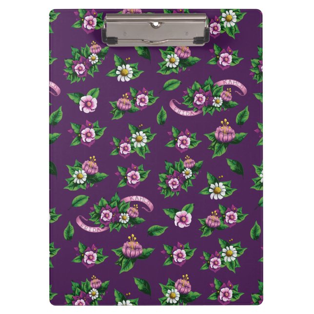 Purple Floral Bouquet Pattern Clipboard (Front)