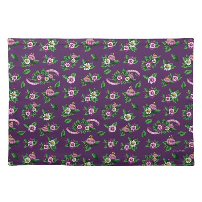 Purple Floral Bouquet Pattern Cloth Placemat (Front)