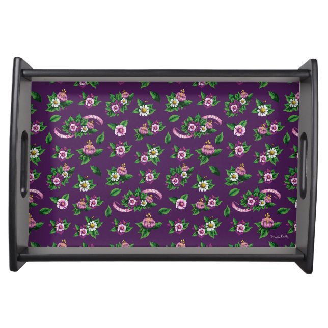 Purple Floral Bouquet Pattern Serving Tray (Front)
