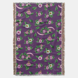 Purple Floral Bouquet Pattern Throw Blanket