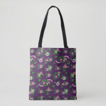 Purple Floral Bouquet Pattern Tote Bag