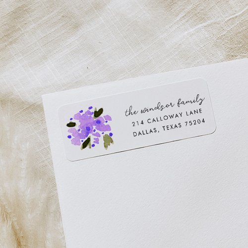 Purple Floral Bouquet Return Address Labels