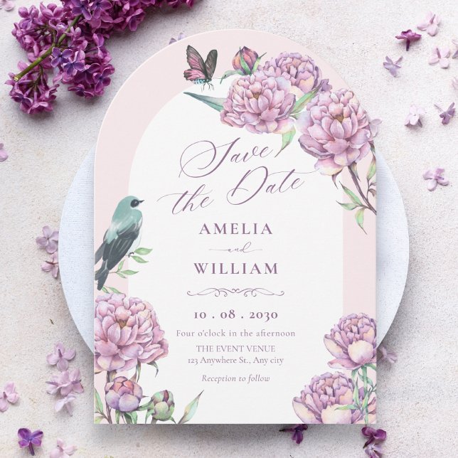 Purple floral branch  save the date (Creator Uploaded)