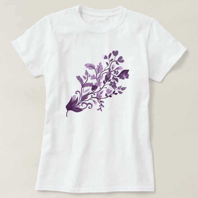 Purple floral branch T-Shirt (Design Front)