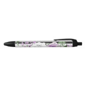 Purple Floral, Bridal Shower Black Ink Pen (Top)