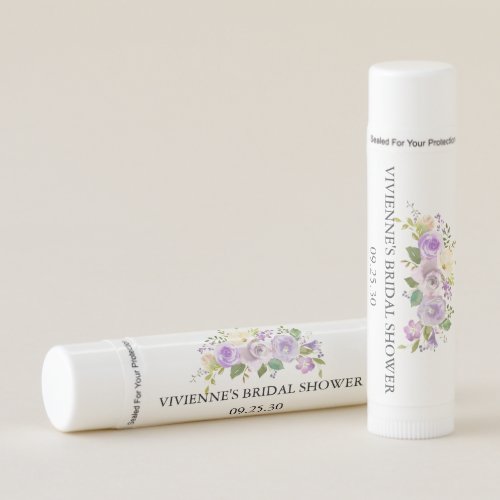 Purple Floral Bridal Shower Favor Lip Balm