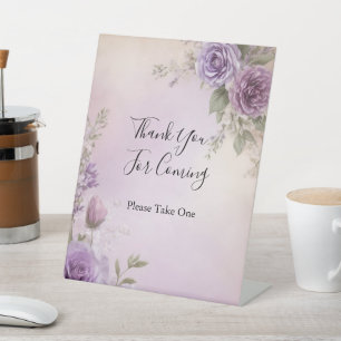Purple Floral Bridal Shower Favor Table Sign