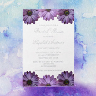 Purple Floral Bridal Shower Foil Invitation