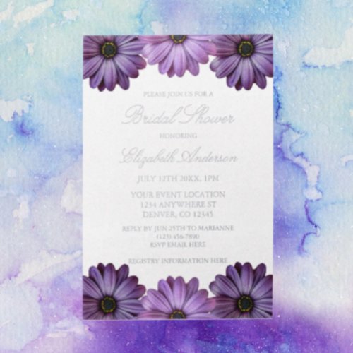 Purple Floral Bridal Shower Foil Invitation