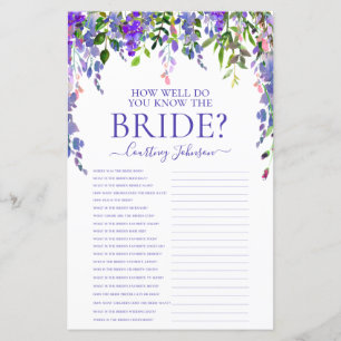 Purple Floral Bridal Shower Game