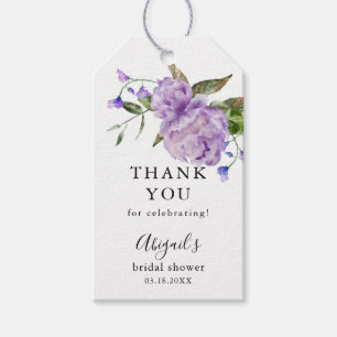 Purple Floral Bridal Shower Gift Tags