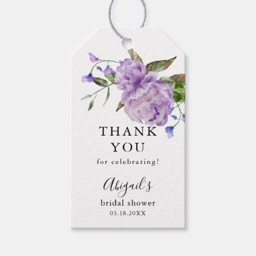 Purple Floral Bridal Shower  Gift Tags