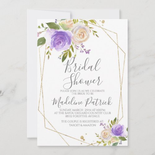 Purple Floral Bridal Shower Invitation