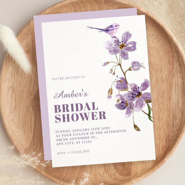 Purple floral bridal shower invitation (Creator Uploaded)
