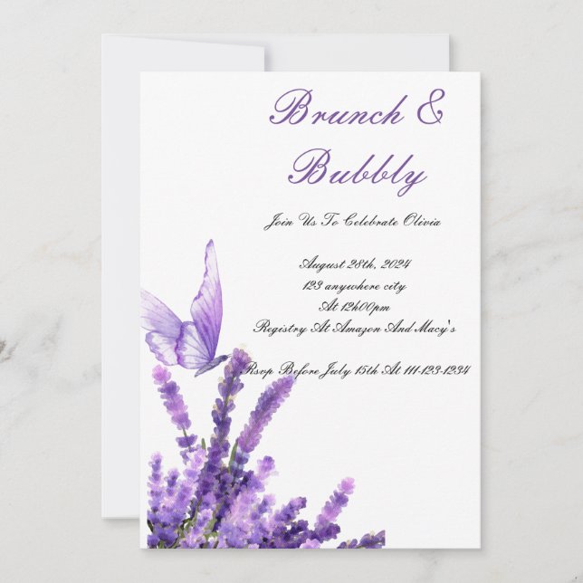 Purple floral bridal shower invitation  (Front)