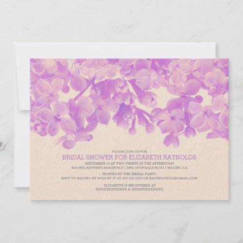 Purple Floral Bridal Shower Invitations