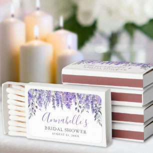 Purple Floral Bridal Shower Matchboxes