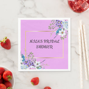 Purple floral bridal shower napkins