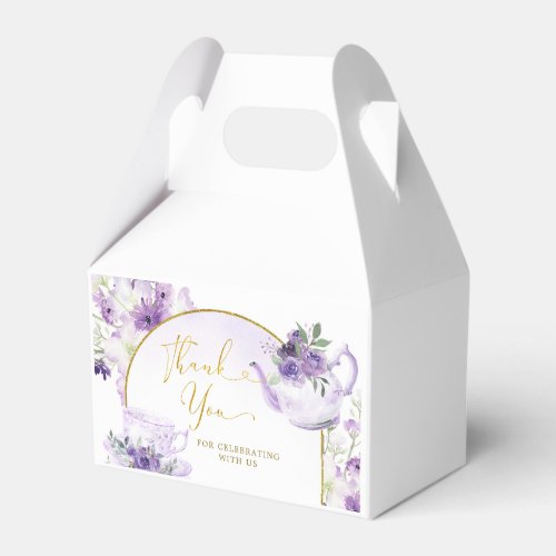 Purple Floral Bridal Shower Tea Party Favor Boxes