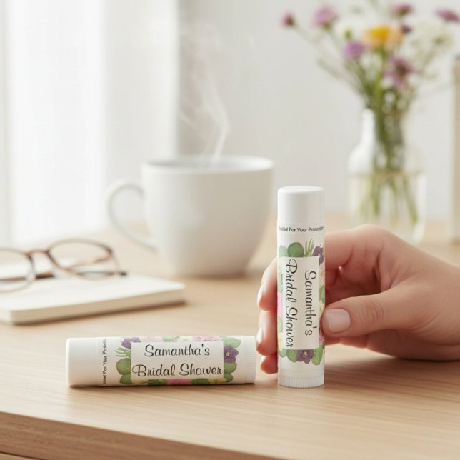 Purple Floral Bridal Shower Thank You Lip Balm (Creator Uploaded)