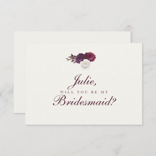 Purple Floral Bridesmaid Card