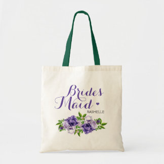 Purple Floral Bridesmaid Tote Bag