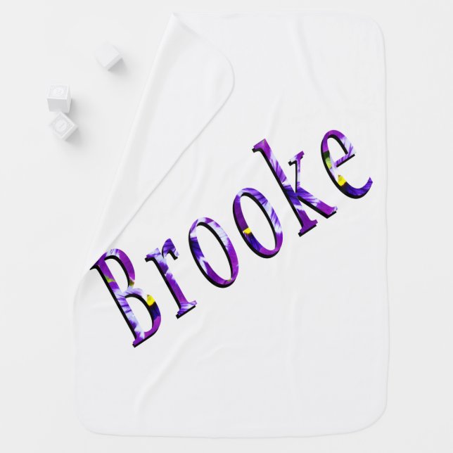 Purple Floral Brooke Name Logo, Receiving Blanket (In Situ)