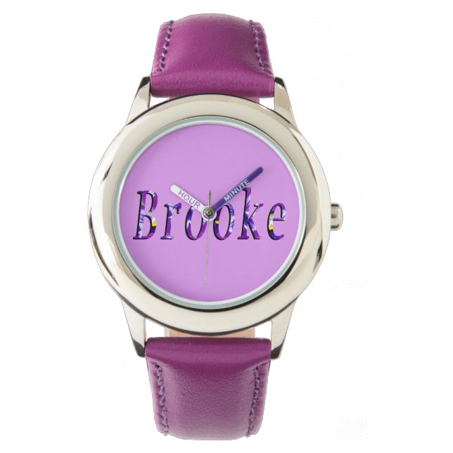 Purple Floral Brooke Name Logo, Watch (Front)