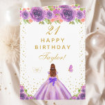 Purple Floral Brown Hair Girl Happy Birthday Card<br><div class="desc">This elegant and glamorous birthday card can be personalized with a name or title such as daughter, granddaughter, niece, friend etc. The design features a beautiful princess with brown red hair and fair skin in a purple ball gown. The text combines handwritten script and modern sans serif fonts for a...</div>
