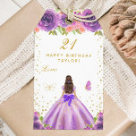 Purple Floral Brunette Hair Girl Happy Birthday Gift Tags<br><div class="desc">This elegant and glamorous happy birthday gift tag can be personalized with a name. The design features a beautiful princess with brunette hair and fair skin in a purple ball gown. The text combines handwritten script and modern sans serif fonts for a classy and sophisticated look. The floral arrangements, butterflies...</div>