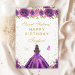 Purple Floral Brunette Hair Girl Sweet Sixteen Card<br><div class="desc">This elegant and glamorous sweet sixteen birthday card can be personalized with a name or title such as daughter, granddaughter, niece, friend etc. The design features a beautiful princess with brunette hair and fair skin in a dark purple ball gown. The text combines handwritten script and modern sans serif fonts...</div>
