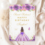 Purple Floral Brunette Hair Girl Sweet Sixteen Card<br><div class="desc">This elegant and glamorous sweet sixteen birthday card can be personalized with a name or title such as daughter, granddaughter, niece, friend etc. The design features a beautiful princess with brunette hair and fair skin in a purple ball gown. The text combines handwritten script and modern sans serif fonts for...</div>
