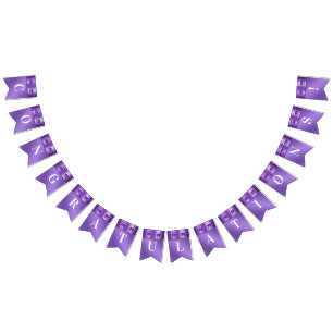 Purple Floral Bunting Flag