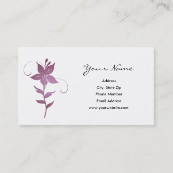 Purple Floral Business Card by AJsGraphics at Zazzle