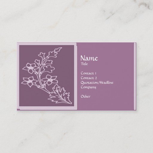 Customizable Purple Floral Business Card Template