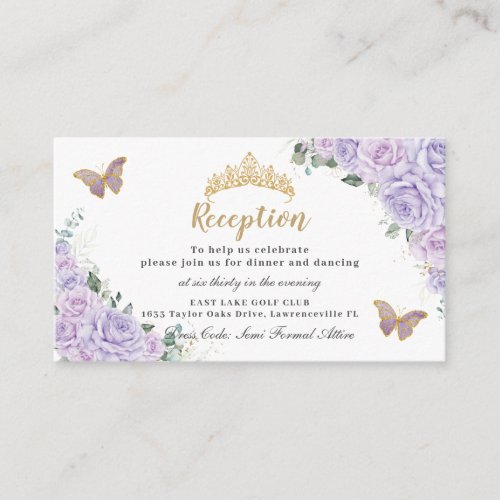 Purple Floral Butterflies Quinceanera 16 Reception