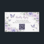 Purple Floral Butterflies Quinceañera QR Code RSVP Enclosure Card<br><div class="desc">This chic floral Quinceañera / Sweet 16 QR Code RSVP card features delicate pastel lavender purple flowers, a silver crown, and pretty purple and silver butterflies. Simply click the customize it further button to edit the texts, change fonts and fonts colors. Matching items available in store. (c) Somerset Fine Paperie...</div>