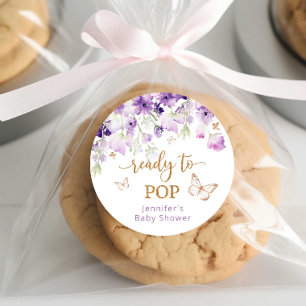 Purple floral butterflies Ready to Pop Classic Round Sticker