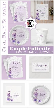 Purple Floral Butterfly Baby Shower 