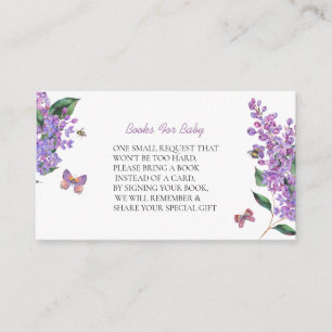 Purple floral butterfly baby shower enclosure card