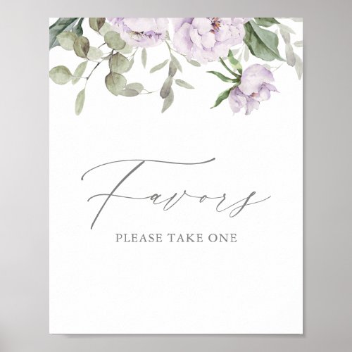 Purple Floral Butterfly Baby Shower Favors Sign