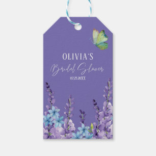 Purple Floral Butterfly Bridal Shower Gift Tags