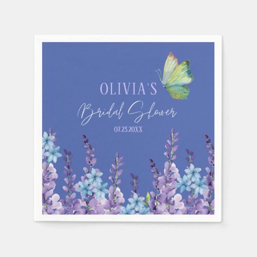 Purple Floral Butterfly Bridal Shower  Napkins