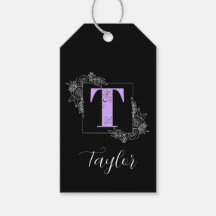 Purple Floral Butterfly Custom Monogram - Letter T