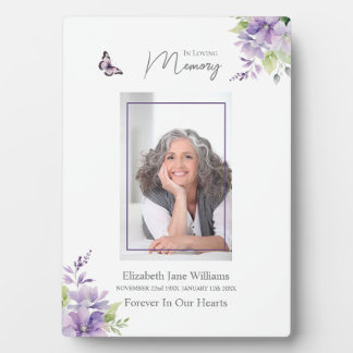 Purple Floral & Butterfly Funeral Memorial    Plaque