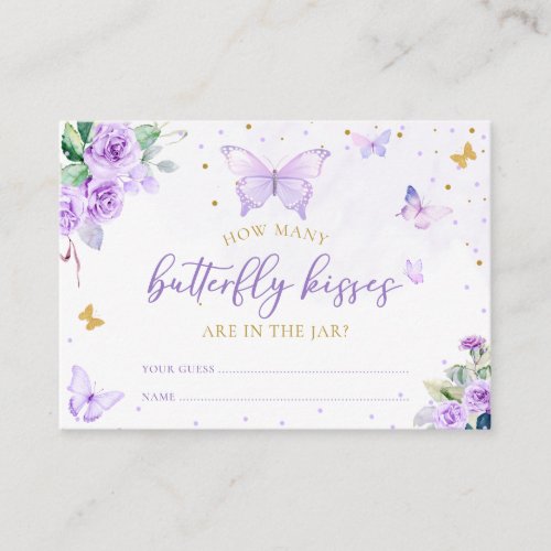 Purple Floral Butterfly How Many Butterfly Kisses Enclosure Card